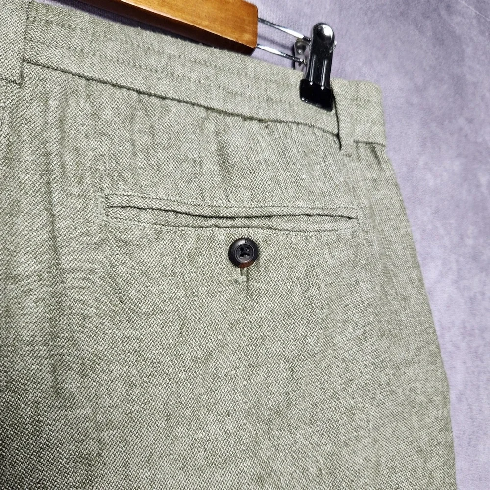 Banana Republic Mens 32x27 Athletic Linen Pants Olive Green Drawstring Casual